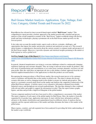 Rail Grease Market Size, Share, Analysis, Industry Demand and Forecasts Report to 2017