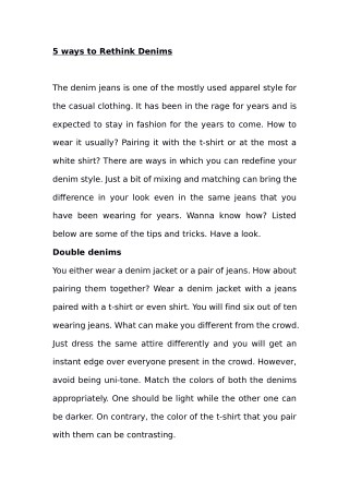 5 ways to Rethink Denims
