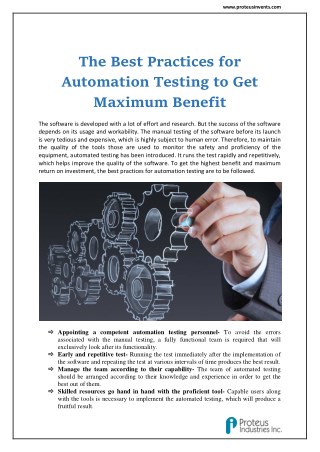 Best Practices for Automation Testing : Proteus Invents