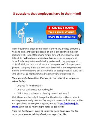 3 Questions That Employers Have In Their Mind!