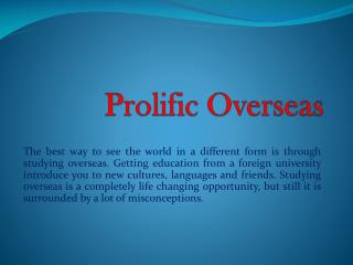 Prolific Overseas is Educational Consultants in Greater Noida - Placement Consultants