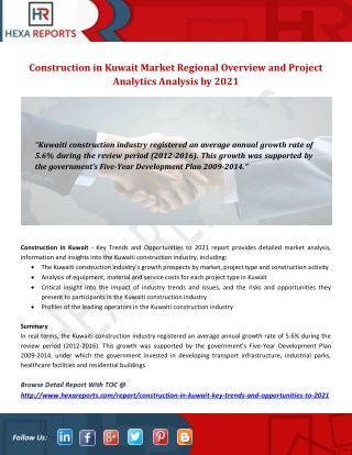 Construction in Kuwait Market Regional Overview and Project Analytics Analysis by 2021