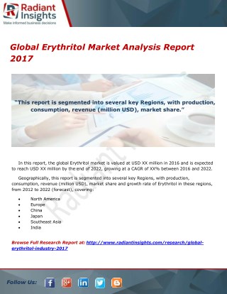 Global Erythritol Market Analysis Report 2017