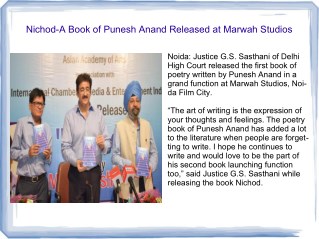 Nichod-A Book of Punesh Anand Released at Marwah Studios