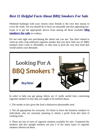 Best 11 Helpful Facts About BBQ Smokers For Sale