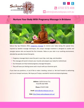 Nurture Your Body With Pregnancy Massage in Brisbane