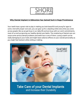 Why Dental Implant in Edmonton has Gained Such A Huge Prominence