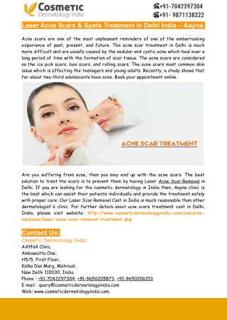 Laser Acne Scars & Spots Treatment In Delhi India – Aayna
