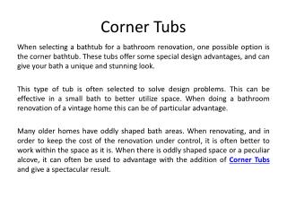 Corner Tubs