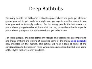 Deep Bathtubs