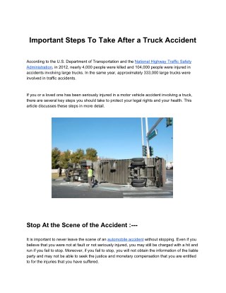 Important Steps To Take After a Truck Accident