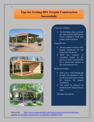 Tips for Getting DIY Pergola Construction Successfully