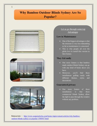 Why Bamboo Outdoor Blinds Sydney Are So Popular?