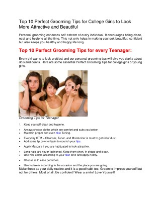 Top 10 Perfect Grooming Tips for College Girls to Look More Attractive and Beautiful