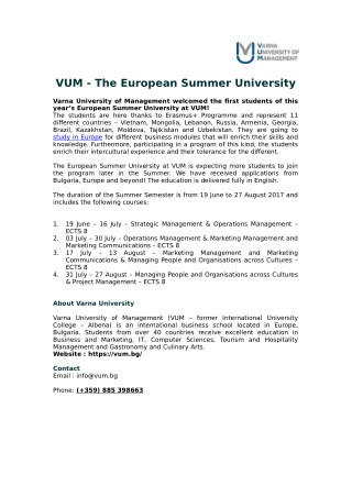 VUM - The European Summer University