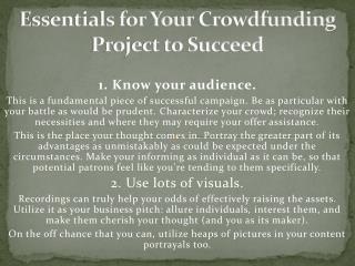 Essentials for Your Crowdfunding Project to Succeed