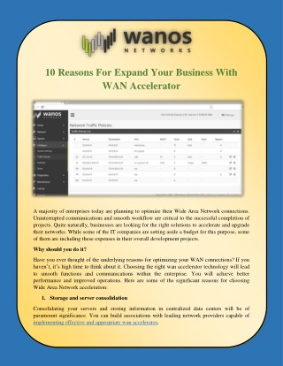 10 Reasons For Expand Your Business With WAN Accelerator