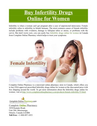 Buy Infertility Drugs Online for Women