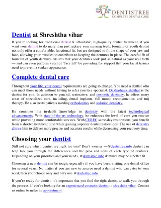 Dentist at Shreshtha vihar | dentistree
