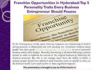Franchise Opportunities in Hyderabad: Top 5 Personality Traits Every Business Entrepreneur Should Possess