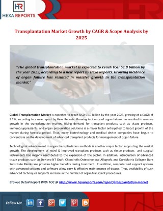 Transplantation Market Growth by CAGR & Scope Analysis by 2025