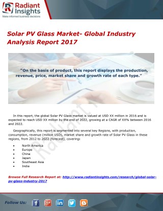 Solar PV Glass Market- Global Industry Analysis Report 2017