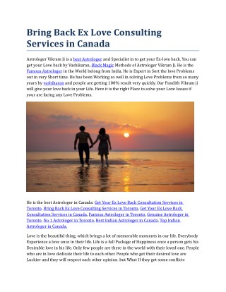 Get Your Ex Love Back Consultation Services in Canada.