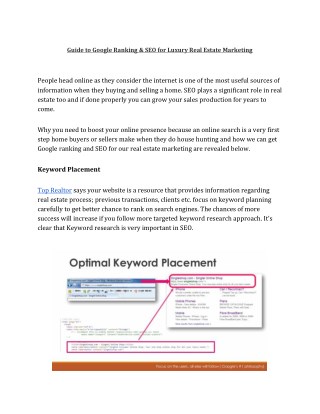 Guide to Google Ranking SEO for Luxury Real Estate Marketing