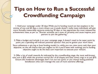 Tips on How to Run a Successful Crowdfunding Campaign