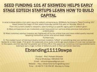 Seed Funding 101 at SXSWedu Helps Early Stage EdTech Startups Learn How to Build Capital