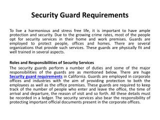 Security guard requirements