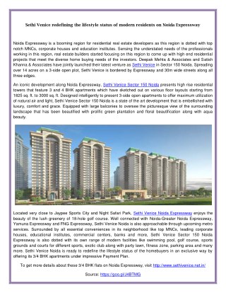 Sethi Venice a luxury residency on Noida Expressway