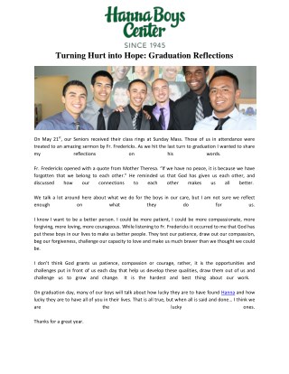 Turning Hurt into Hope - Hanna Boys center