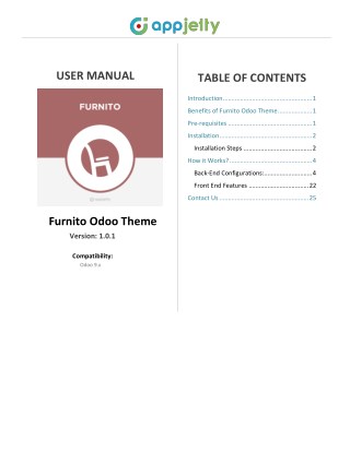 Html5 Bootstrap Furniture Odoo Theme: User Manual