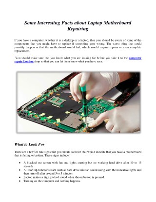 Some interesting facts about laptop motherboard repairing