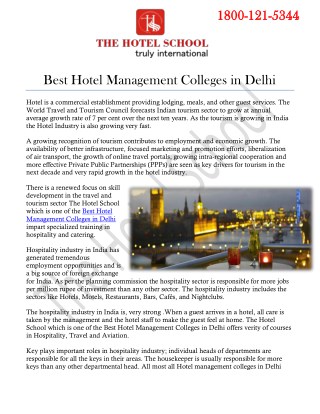 Best Hotel Management Colleges in Delhi