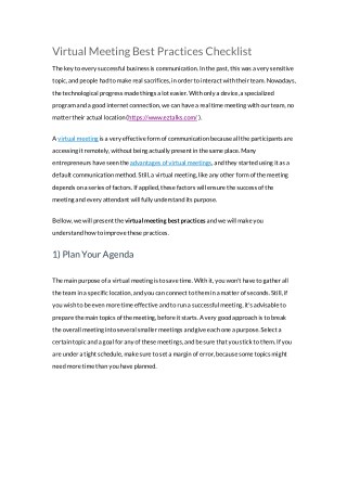 ezTalks: Virtual Meeting Best Practices Checklist