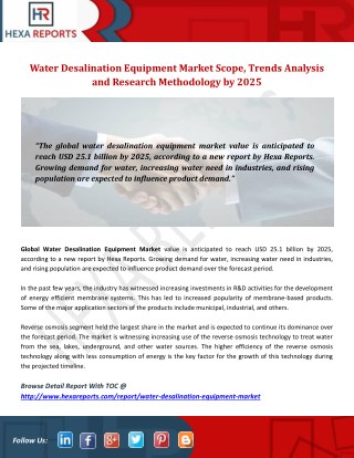 Water Desalination Equipment Market Scope, Trends Analysis and Research Methodology by 2025