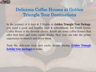 Delicious Coffee Houses at Golden Triangle Tour Destinations