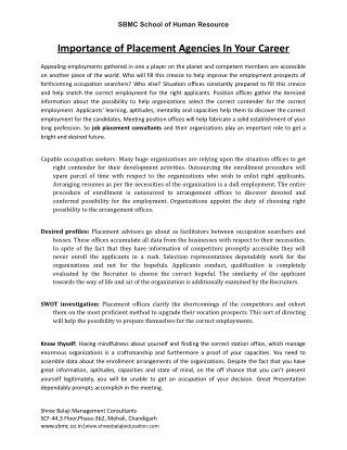 Importance of placement agencies