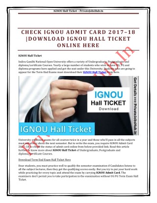 IGNOU Hall Ticket