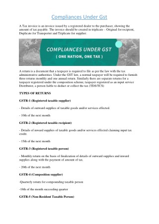 Compliances Under Gst