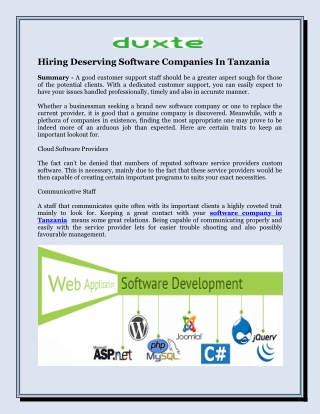 Hiring Deserving Software Companies In Tanzania