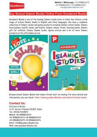 Buy School Islamic Books Online From Goodword's