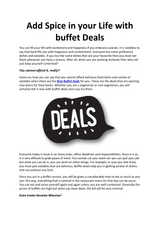 Add Spice in your Life with buffet Deals
