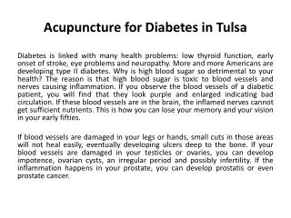 Acupuncture for diabetes in Tulsa