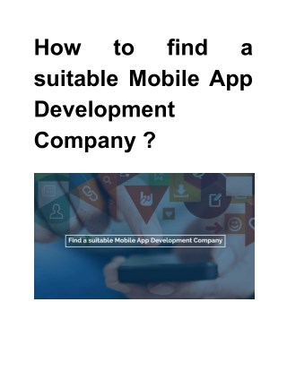 How to find a suitable Mobile App Development Company ?