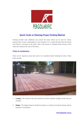 Quick Guide on Selecting Proper Decking Material