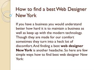 How to find a best Web Designer New York