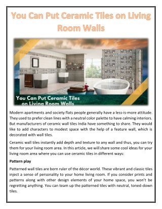 You Can Put Ceramic Tiles on Living Room Walls